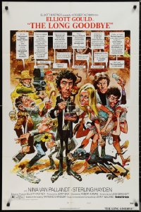 1j2044 LONG GOODBYE style C 1sh 1973 Elliott Gould as Philip Marlowe, great Jack Davis artwork!