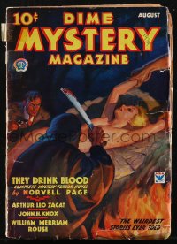 1j0434 DIME MYSTERY MAGAZINE pulp magazine August 1934 Walter M. Baumhofer human sacrifice art!