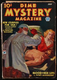 1j0429 DIME MYSTERY MAGAZINE pulp magazine July 1934 Walter M. Baumhofer art, Blood on her Lips!