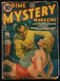 1j0432 DIME MYSTERY MAGAZINE pulp magazine March 1940 cover art of woman about to be injected!