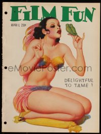 1j0477 FILM FUN magazine Apr 1938 Enoch Bolles-like art of sexy near-naked girl with parakeets!