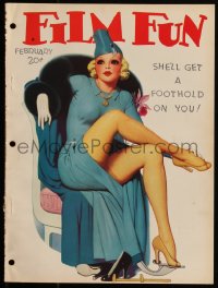 1j0475 FILM FUN magazine Feb 1938 Enoch Bolles-like art of seated sexy blonde showing her legs!