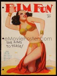 1j0478 FILM FUN magazine May 1938 great Enoch Bolles-like art of sexy stripper, she aims to tease!