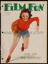 1j0484 FILM FUN magazine November 1938 great Albert Fisher art of sexy girl playing football!