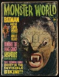 1j0464 MONSTER WORLD magazine September 1966 great cover image from The Reptiles, Batman & more!