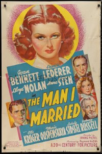 1j2055 MAN I MARRIED 1sh 1940 Fox stone litho of Joan Bennett, Lloyd Nolan, Anna Sten & cast!