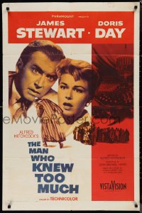 1j2057 MAN WHO KNEW TOO MUCH 1sh 1956 James Stewart & Doris Day, directed by Alfred Hitchcock!