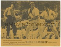 1j0084 ENTER THE DRAGON synopsis sheet 1973 different image of Bruce Lee w/ Jim Kelly & John Saxon!