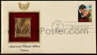 1j0253 GONE WITH THE WIND first day cover 1990 Clark Gable & Vivien Leigh on a gold stamp!