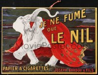 1j0091 JE NE FUME QUE LE NIL 9x12 French cigarette crate label 1910s great Cappiello elephant art!