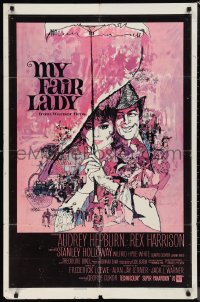 1j2071 MY FAIR LADY 1sh 1964 classic art of Audrey Hepburn & Rex Harrison by Bob Peak!