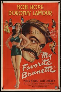 1j2072 MY FAVORITE BRUNETTE 1sh 1947 Bob Hope & full-length sexy Dorothy Lamour in swimsuit!