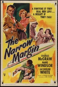 1j2073 NARROW MARGIN 1sh 1952 Richard Fleischer classic film noir, McGraw, Windsor!