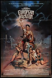 1j2074 NATIONAL LAMPOON'S EUROPEAN VACATION 1sh 1985 Chevy Chase, wacky fantasy art by Vallejo!