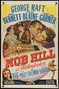 1j2087 NOB HILL 1sh 1945 art of George Raft, Joan Bennett, Vivian Blaine & sexy chorus girls