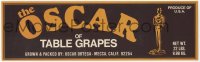 1j0381 OSCAR OF TABLE GRAPES 4x13 crate label 1960s with artwork of Academy Award statuette!