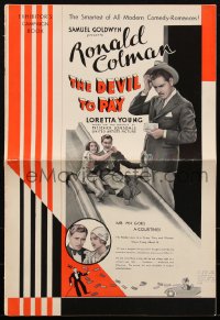 1j1727 DEVIL TO PAY pressbook 1930 Ronald Colman between pretty Loretta Young & Myrna Loy, rare!