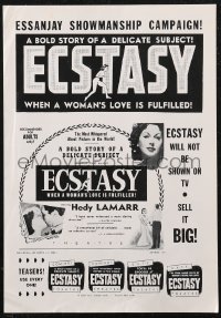 1j1682 ECSTASY pressbook R1953 Hedy Lamarr's early nudie, a bold story of a delicate subject!