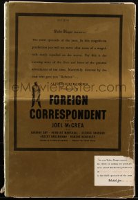 1j1736 FOREIGN CORRESPONDENT pressbook 1940 Alfred Hitchcock, Joel McCrea, Laraine Day, ultra rare!