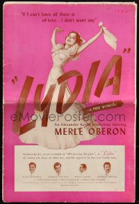 1j1749 LYDIA pressbook 1941 great art of Merle Oberon, who wants all there is to love, ultra rare!