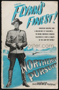 1j1692 NORTHERN PURSUIT pressbook 1943 Errol Flynn pretends to help Nazis & betray Canada, rare!