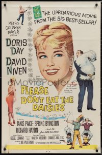 1j2102 PLEASE DON'T EAT THE DAISIES 1sh 1960 art of pretty smiling Doris Day, David Niven w/dog