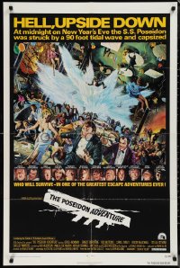 1j2106 POSEIDON ADVENTURE 1sh 1972 art of Gene Hackman & cast escaping by Mort Kunstler!