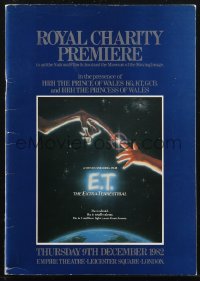 1j0541 E.T. THE EXTRA TERRESTRIAL English program book 1982 for a royal charity premiere, w/ ticket!