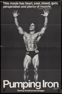 1j2110 PUMPING IRON 1sh 1977 full-length image of body builder Ed Corney over black background!