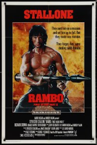 1j2114 RAMBO FIRST BLOOD PART II 1sh 1985 no law, no war can stop Sylvester Stallone w/his RPG!