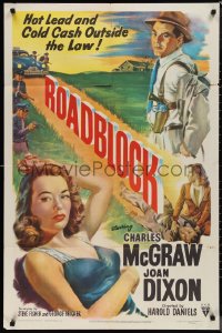 1j2128 ROADBLOCK 1sh 1951 hot lead & cold cash outside the law, sexy Joan Dixon, film noir!