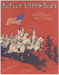 1j0351 KU KLUX STEPPIN' BLUES sheet music 1923 art of KKK members w/ American flag & burning cross!