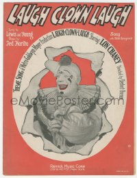 1j0352 LAUGH CLOWN LAUGH sheet music 1928 great image of Lon Chaney in clown makeup, the title song!