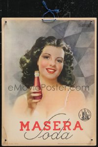 1j0108 MASERA SODA 10x13 Italian advertising poster 1951 Monestier art of beautiful woman w/drink!