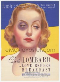 1j0210 LOVE BEFORE BREAKFAST trade ad 1936 classic art of Carole Lombard with black eye!