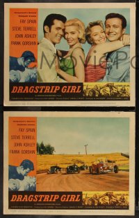 1j1268 DRAGSTRIP GIRL 8 LCs 1957 Hollywood's newest teen stars, car crazy, speed crazy & boy crazy!