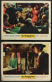 1j1358 HANGING TREE 7 LCs 1959 Gary Cooper, Maria Schell & Karl Malden, w/ cool poker gambling image!