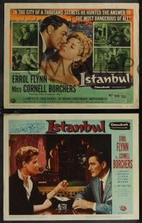 1j1288 ISTANBUL 8 LCs 1957 great images of Cornell Borchers, Errol Flynn in Turkey, Nat King Cole!