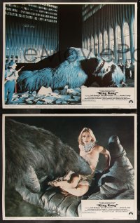 1j1294 KING KONG 8 LCs 1976 great images of sexy Jessica Lange & BIG Ape + Berkey artwork!