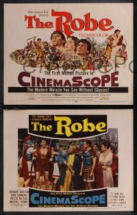 1j1328 ROBE 8 LCs 1953 cool images of Richard Burton & sexy Jean Simmons, sword-and-sandal!