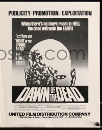 1j1725 DAWN OF THE DEAD pressbook 1979 George Romero, there's no more room in HELL for the dead!