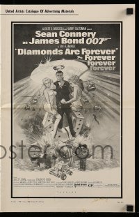 1j1728 DIAMONDS ARE FOREVER pressbook 1971 McGinnis art of Sean Connery as James Bond 007!