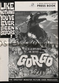 1j1739 GORGO pressbook 1961 Joseph Smith monster art, like nothing you've ever seen, includes herald!