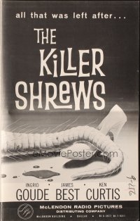 1j1746 KILLER SHREWS/GIANT GILA MONSTER pressbook 1959 great monster artwork, sci-fi double-bill!