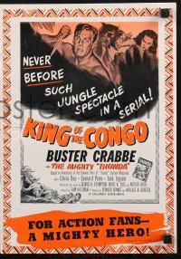 1j1747 KING OF THE CONGO pressbook 1952 Buster Crabbe as The Mighty Thunda, posters by Cravath!