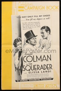 1j1752 MASQUERADER pressbook 1933 Ronald Colman achieved fame by living a lie, Elissa Landi, rare!