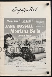 1j1753 MONTANA BELLE pressbook 1952 sexy Jane Russell wants to get friendly with George Brent!