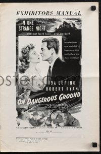 1j1759 ON DANGEROUS GROUND pressbook 1951 Nicholas Ray noir classic, art of Robert Ryan & Ida Lupino!