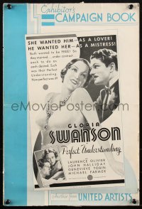 1j1762 PERFECT UNDERSTANDING pressbook 1933 Gloria Swanson, Olivier, Michael Powell, ultra rare!