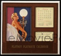 1j0499 PLAYBOY calendar 1961 annual Playmate calendar, sexy nude portraits w/ cardboard frame!